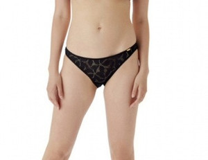 Gossard Glossies Lotus Brief - close-up in Black.