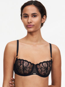 Chantelle Fleurs Signature Demi Bra - Chantelle Fleurs Signature Demi Bra Leather Black