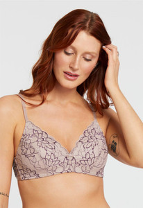 Montelle Bridgerton Wirefree Bra, 9527, FINAL SALE - front view in Moonshell/Pinot.