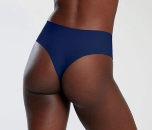 Evelyn & Bobbie High-Waisted Thong, 1703 - back view in Midnight Navy.