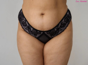 Ewa Michalak Piankon Thong, SPK - front view in Pink with Black Lace.