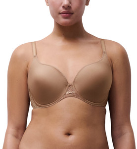 Chantelle Belle Plunge T-Shirt Bra, C10INE - front view in Coffee Latte.