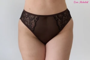 Ewa Michalak Rozana Czekolada High Cut Brief, WRZC Soft Brown M/12 - front view in Soft Brown.