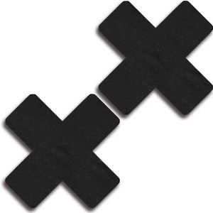 Glitter Satin Cross Pasties, 31534 Black One-Size - in Black.
