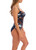 side view in French Navy print.