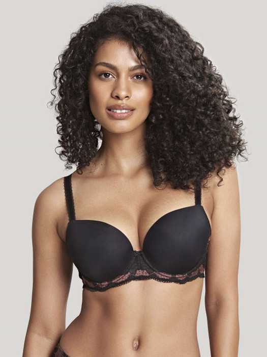 Panache Clara Moulded Cup Bra, 7251, FINAL SALE - front view in Black Fig.