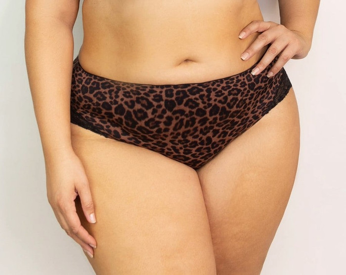 Curvy Couture Tulip Lace Hipster Brief, 1169, FINAL SALE - in Leopard Print.