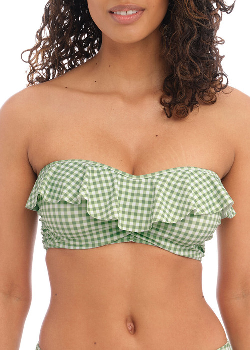 Freya Check-in Underwire Bandeau Swim Top, AS201910, FINAL SALE - front view in Khaki.