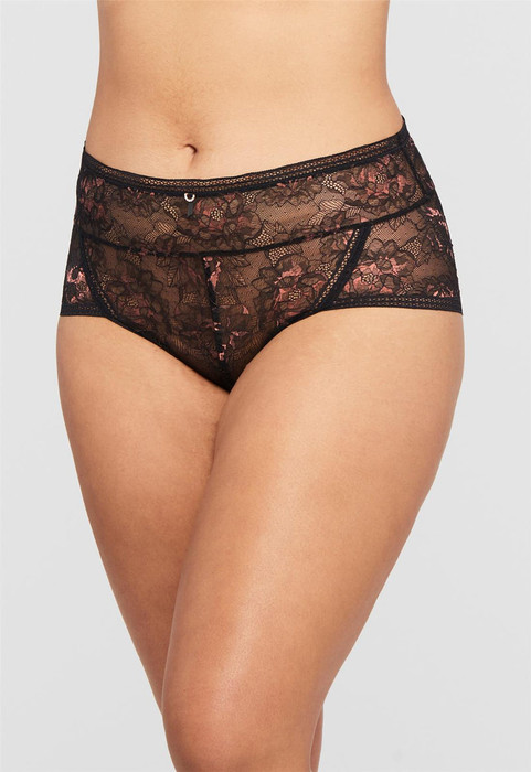 Montelle Enchanted High Waist Panty, 9494, FINAL SALE - front view in Black Pecan.