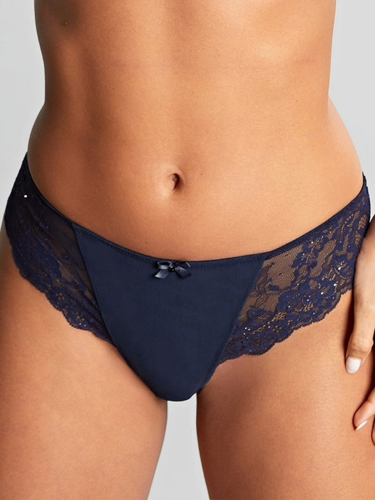 Panache Ana Brazilian Panty, 9392 - front view in Midnight Sequin.