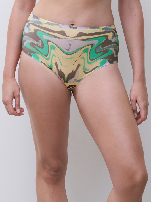 Chantelle Soft Stretch Full Brief Print Panty, 11D7 - front  view in Chromatica Waves.