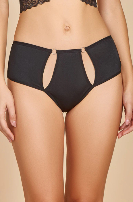 Hauty Strapped Up Panty - front view in Black.