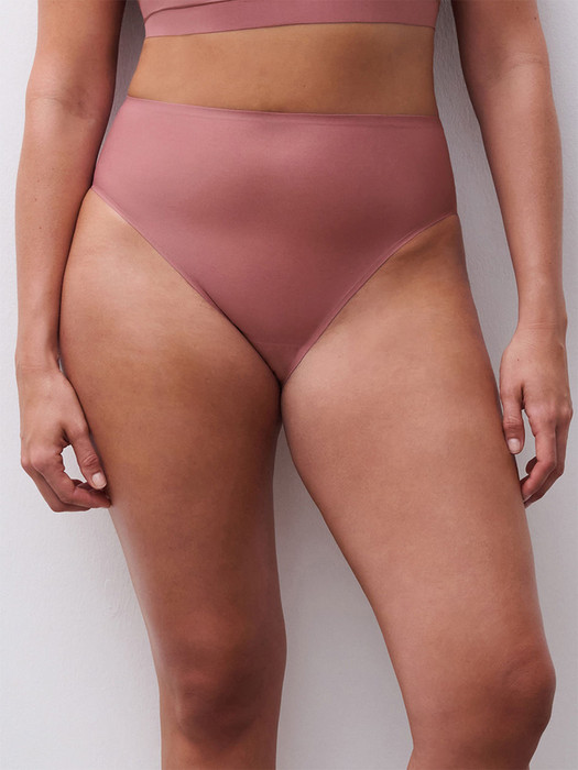 Chantelle Soft Stretch Hi Cut Brief Panty, C106C7 - front view in Rose