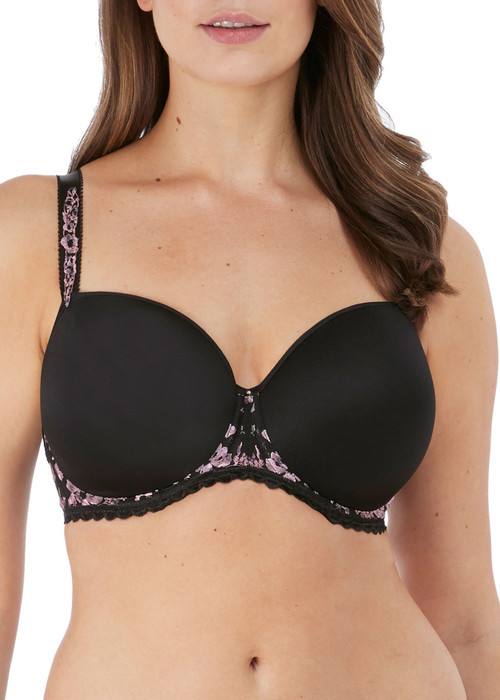 Fantasie Isla Moulded T-Shirt Bra, FL6900, FINAL SALE Black 34D - close-up in Black.