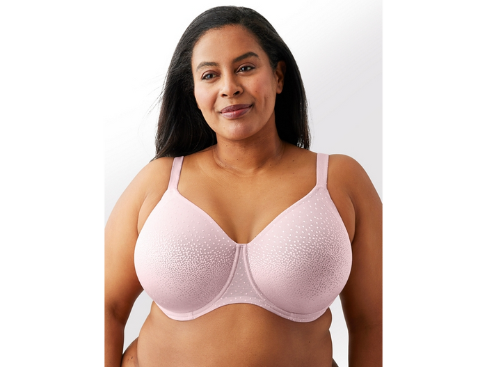 Wacoal Back Appeal Underwire Bra, Extended Sizes, 855403 - front view in Cradle Pink.