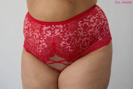 Ewa Michalak Valentina High Waist Brief, VALB Red M/12 - front view in Red.