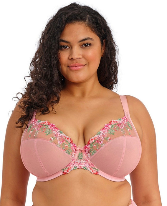 Elomi Aerith Underwire Plunge Bra, EL303602 - front view in Rose.