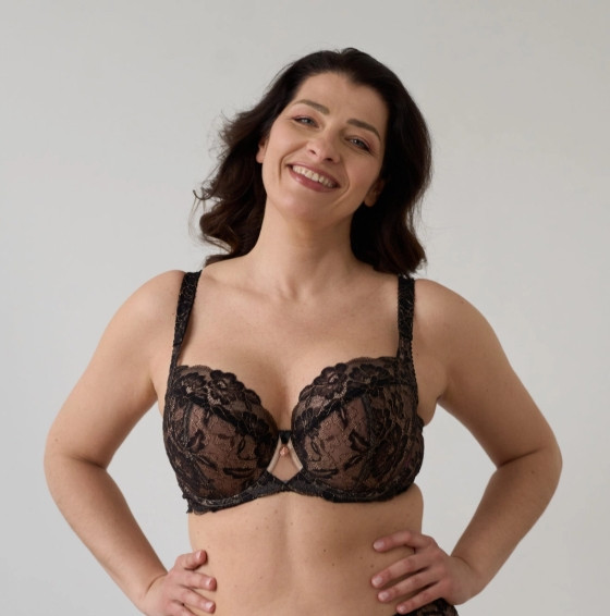 Ewa Michalak BM Migotek Twinkle Bra, BMMG Black 38K/85H - front view in Black.