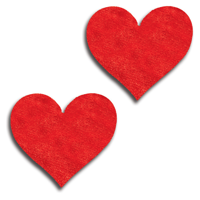 Glitter Red Heart Pasties Nipple Cover, 31523 Red One-Size - in Red.