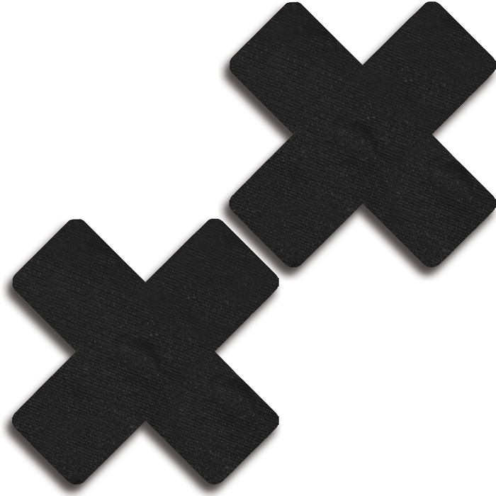 Glitter Satin Cross Pasties, 31534 Black One-Size - in Black.