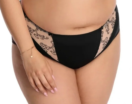 Nessa Tatuaz Brief Panty, BTZ - front view in Black/Beige.