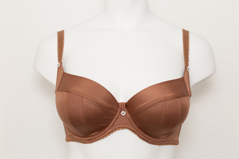 An unpadded bra with a higher bridge ideal for medium neckline BM Apricot  by Ewa Michalak –