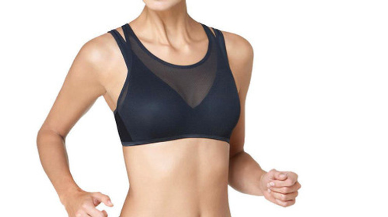 TRIUMPH Triaction black & purple sports bra S TRIUMPH Triaction Seamless  Motion black sports bra with mesh panel…