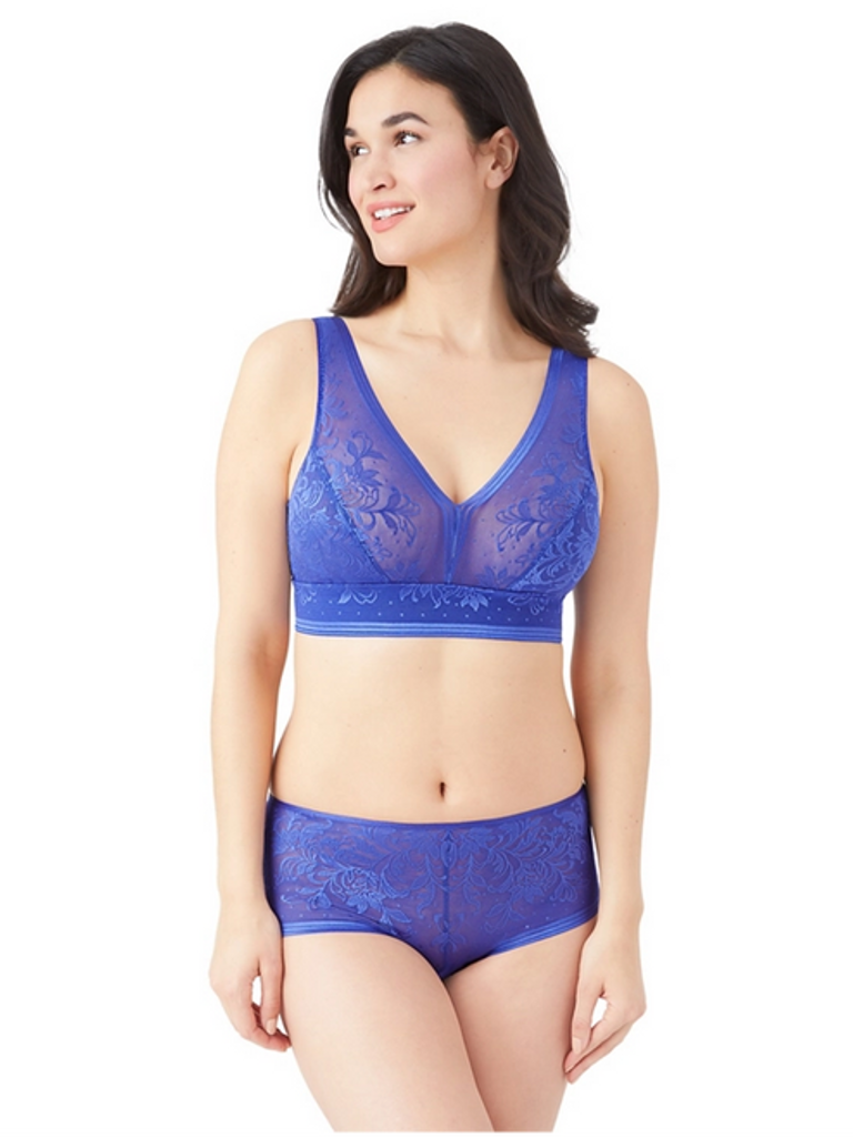 Starlight Blue lurex microfibre underwired half cup bra