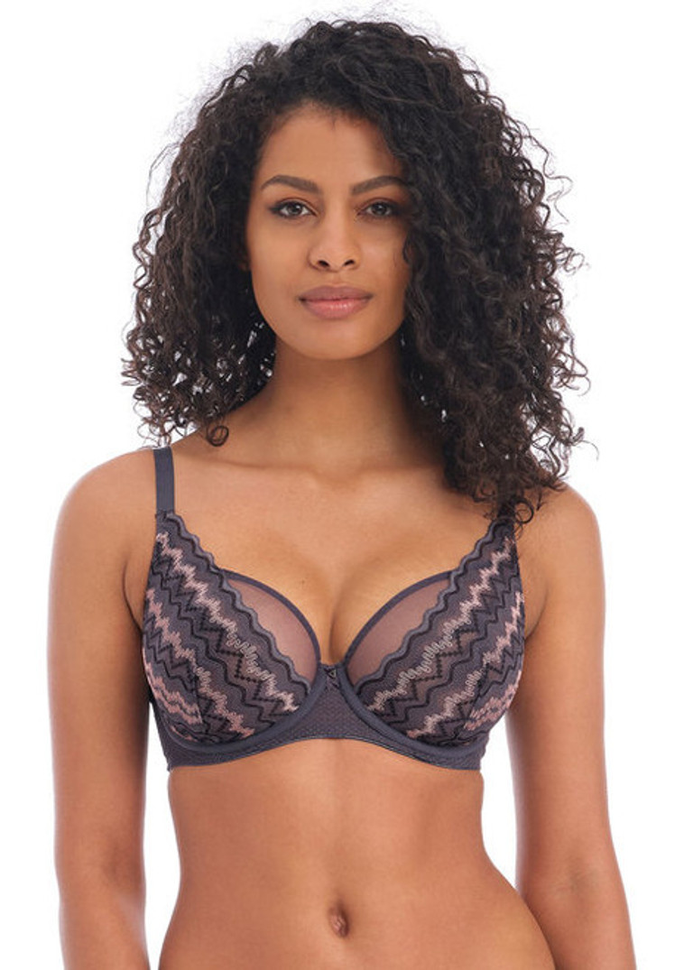 Freya Viva Lace Side Support Bra Lace Noir Black 28D : : Fashion