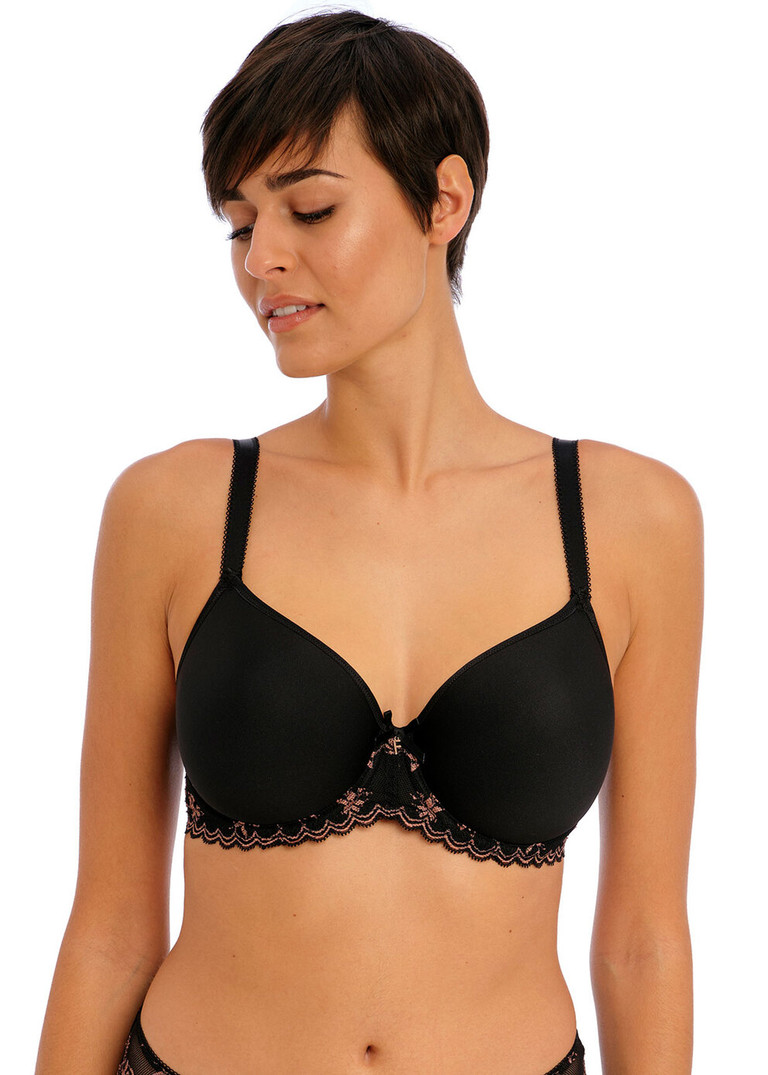 Freya Deco Darling Underwire Moulded Plunge Bra, Noir