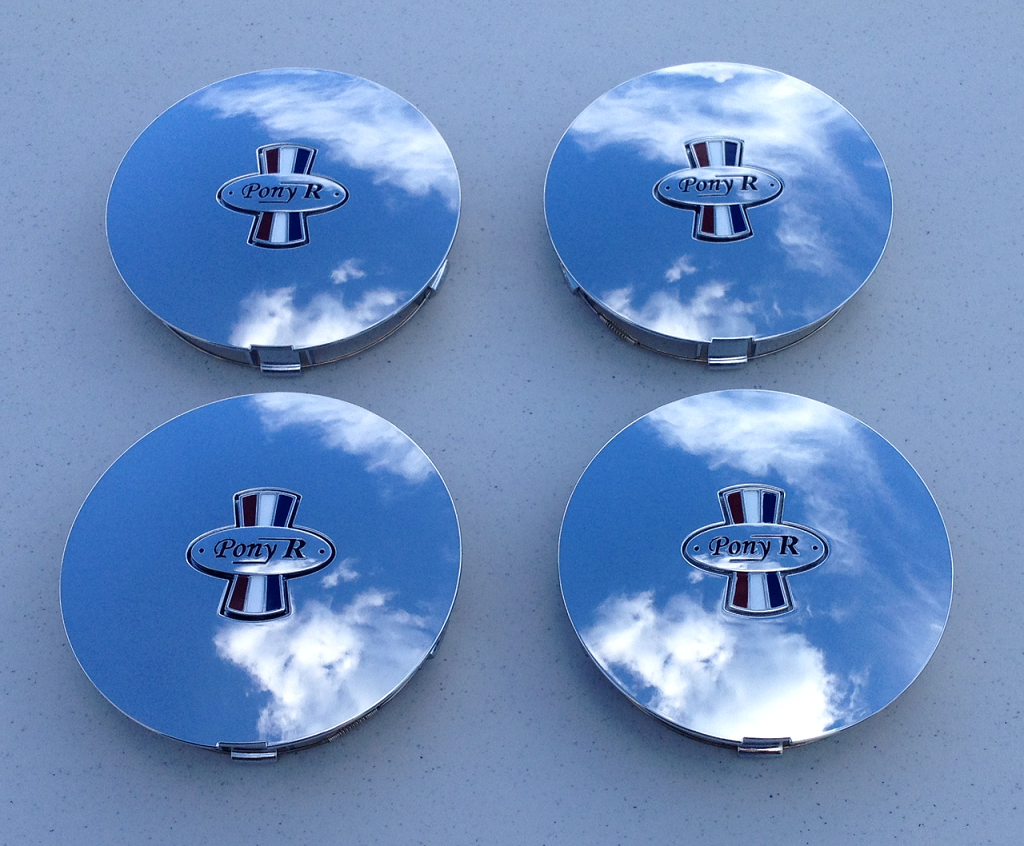 Pony R Parts, Pony R Wheel caps, Chrome finish, Set of 4.