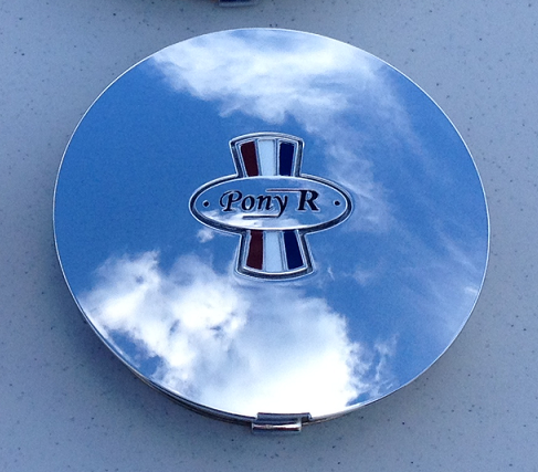 This is a chrome Pony R Parts, Pony R Wheel cap.  Fits  Pony R wheels, and OEM Mustang pony wheels.  Excellent fit and finish!