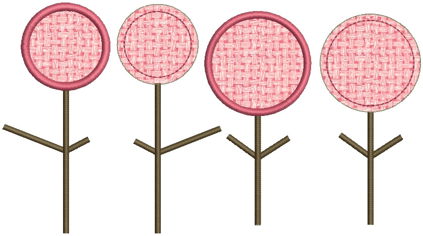 451 Applique Retro Trees Machine Embroidery Designs