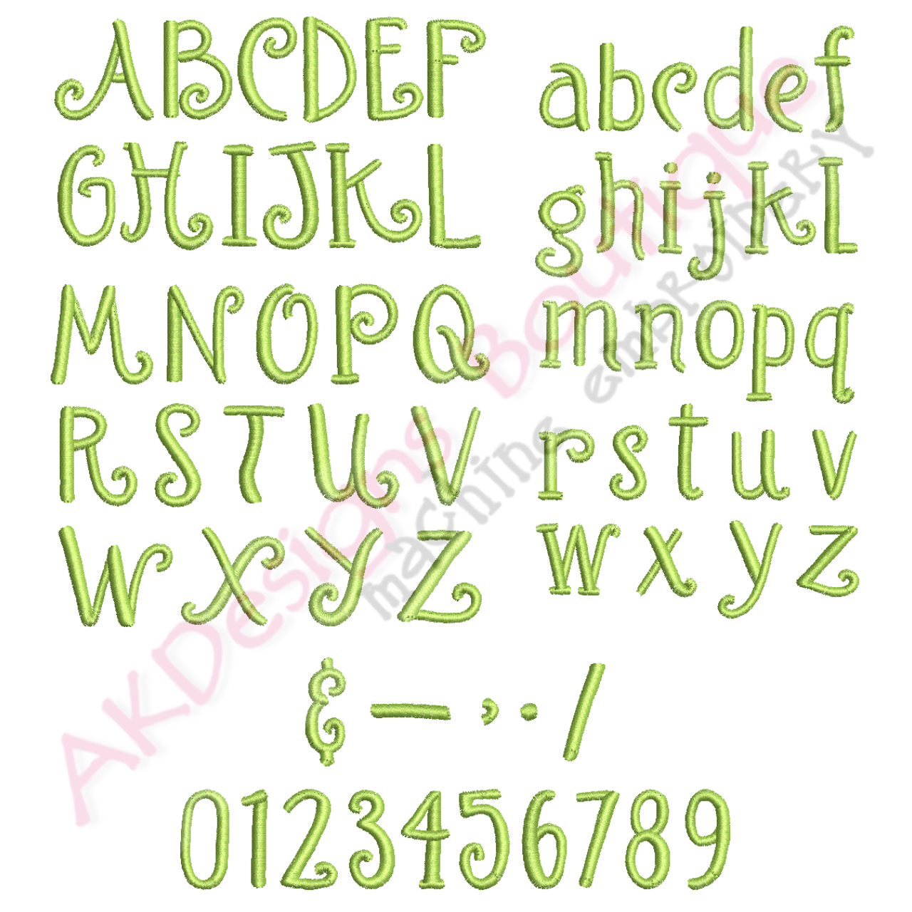 Swirly Font Machine Embroidery Designs 1 inch