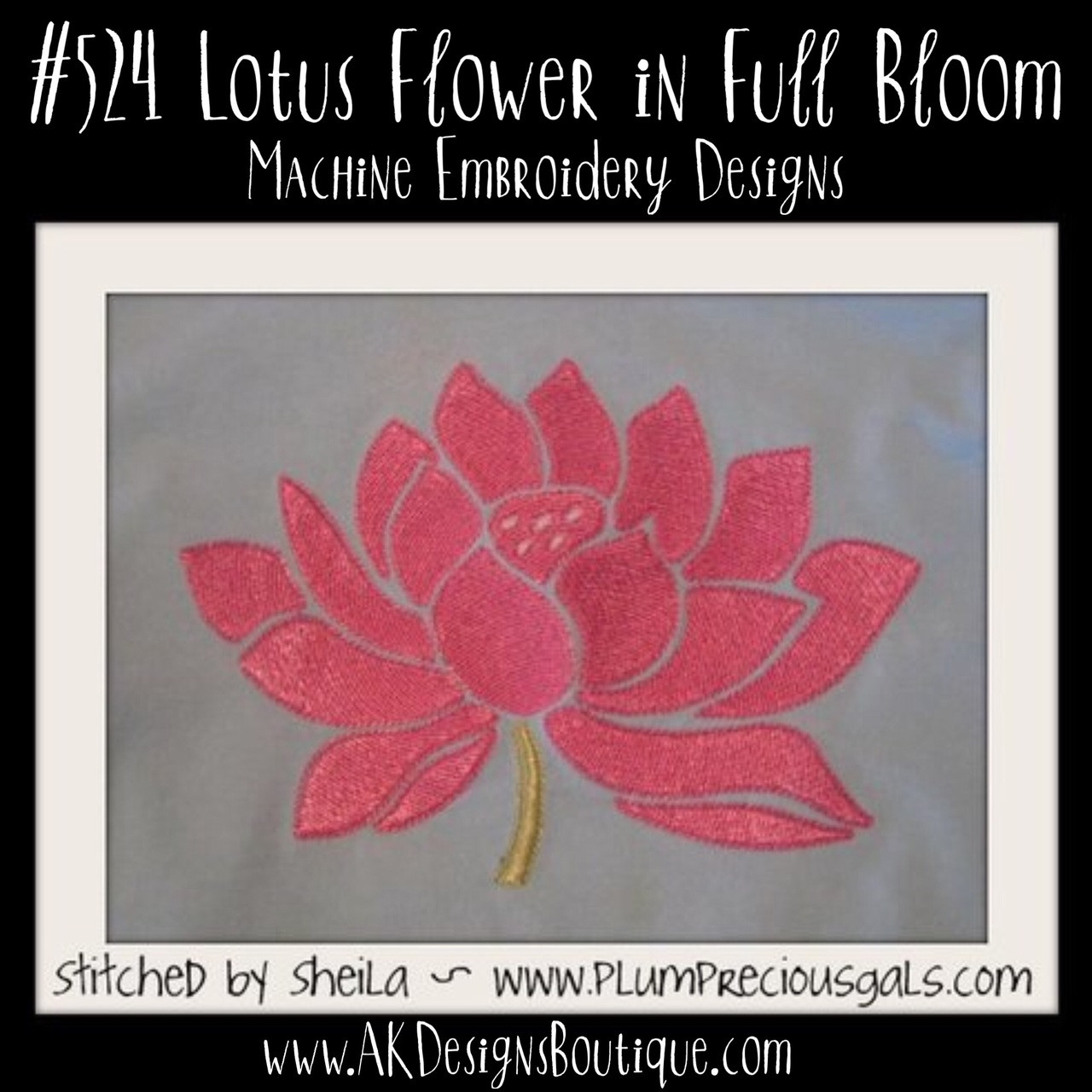 Lotus Flower in Full Bloom Machine Embroidery Designs