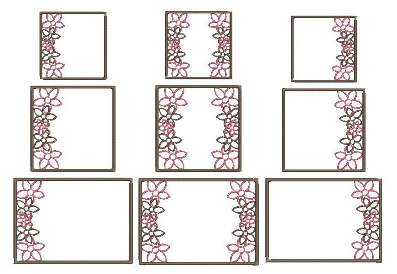 INSTANT DOWNLOAD Machine Embroidery Design Digitized File 4x4 5x7 6x10 Flower 002 Font Frame Border Applique /& Outline