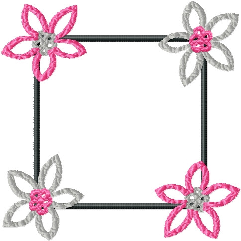 Retro Flower Frame Machine Embroidery Designs