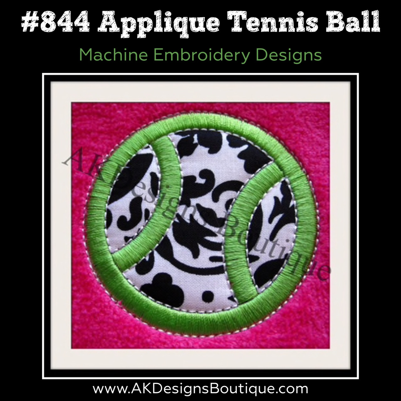 844 Applique Tennis Ball Machine Embroidery Designs
