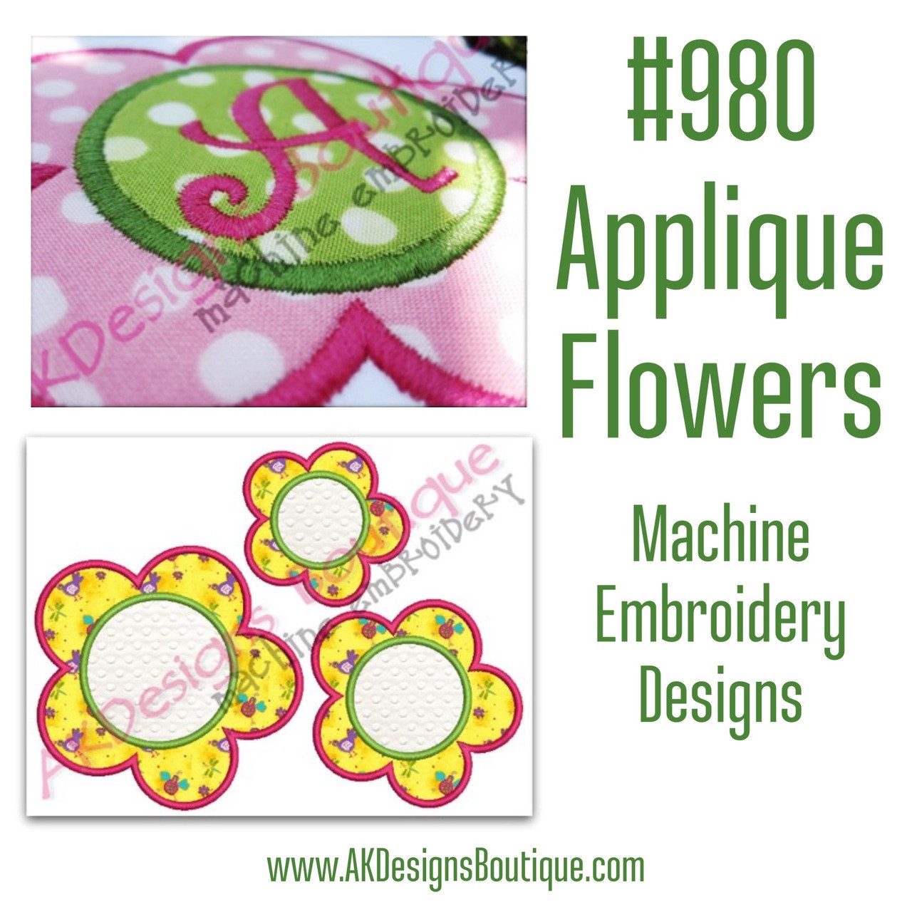Floral Applique Machine Embroidery Design