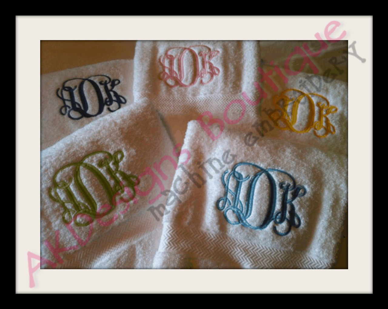 No 1364 Entwined or Vine 3 Letter Monogram Machine Embroidery Designs 4  inch high