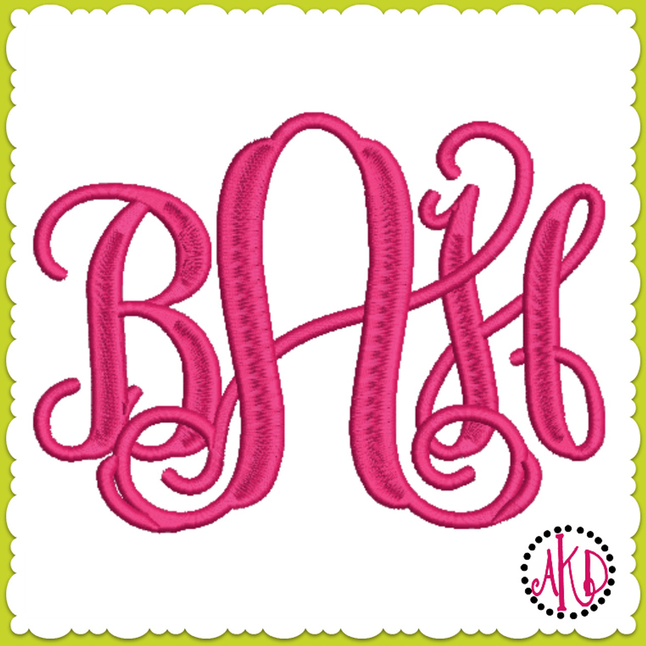 P and S 6 Two-letter Monogram Machine Embroidery Design in 5 Sizes