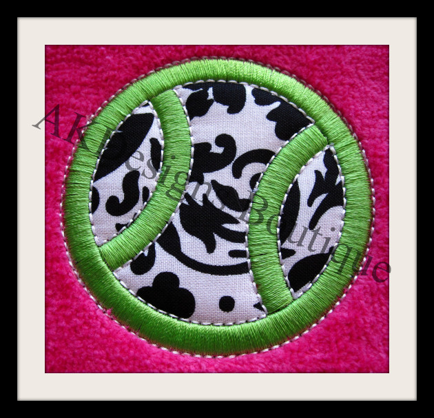844 Applique Tennis Ball Machine Embroidery Designs