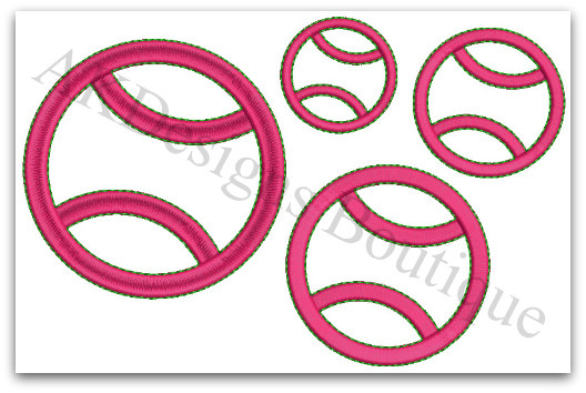 844 Applique Tennis Ball Machine Embroidery Designs