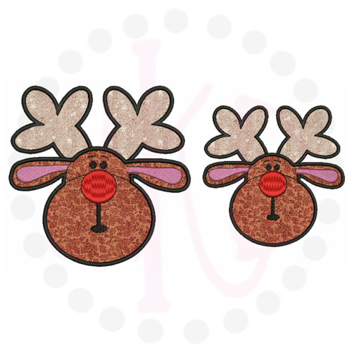 No 164 Cute Applique Reindeer Machine Embroidery Designs