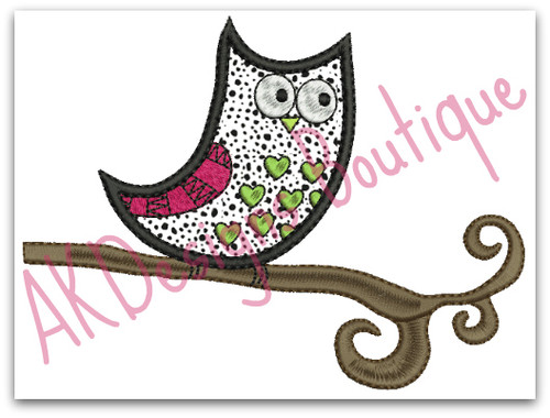 No 831 Applique Owl Machine Embroidery Designs 