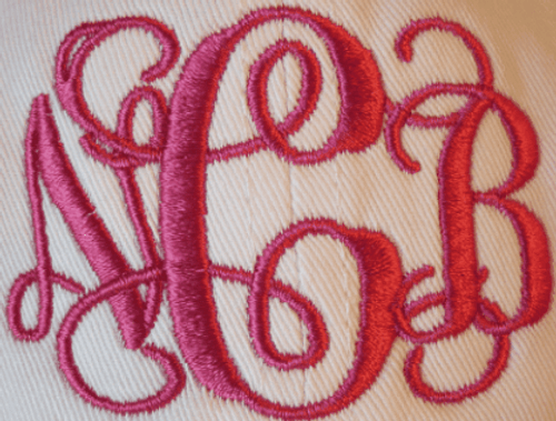 No 1360 Entwined or Vine 3 Letter Monogram Machine Embroidery Designs 2 inch high