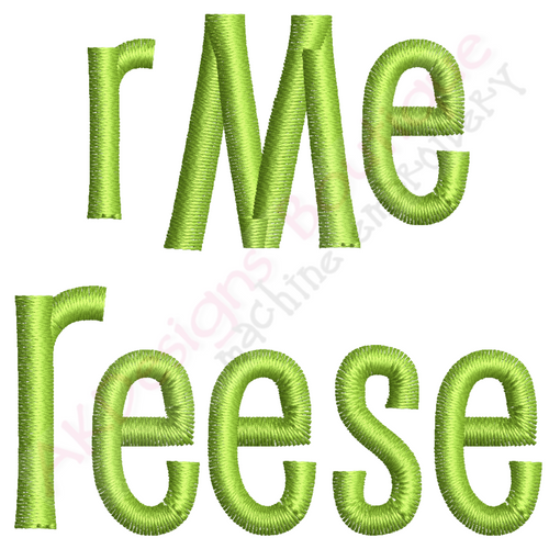 No 1382 Reese Font and 3 Letter Monogram Machine Embroidery Designs 1 inch high
