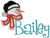 Picture 3" Applique Snowman with our #48 Fun Font to spell "Bailey" - Font is not included in this set.