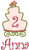 #2 Anna - LG cake w/LG flower add-ons & #148 CurlyQue Font