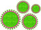 Picture of 4 Applique Preppy Circle & Dots Frames included in the set
Pictures are shown with green applique fabric in the center – the center is not filled with stitches.